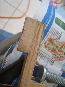 Side view of the glued on block